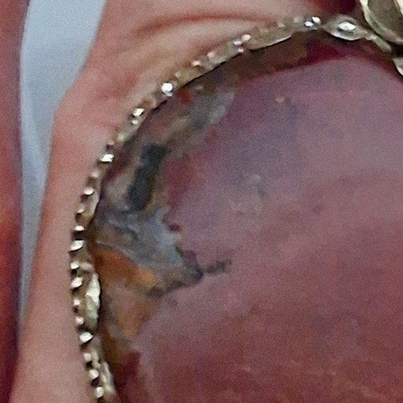 RED AGATE SACRED HEART STATEMENT RING TIBETAN SILVER ADJUSTABLE 8-11 - Picture 7 of 8